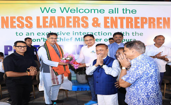 Tripura CM holds interaction with prominent business leaders and entrepreneurs in Silchar.